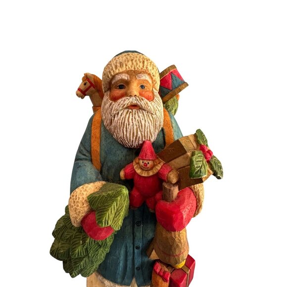 Kurt Adler Santa Figurine Blue Coat Resin 10.5" Hand-Painted Collectible Heavy - Picture 7 of 8